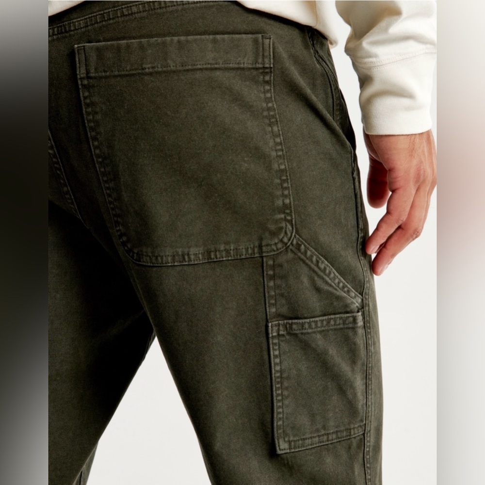 Abercrombie & Fitch Dark Olive Green Athletic Loose Workwear Pant - Picture 4 of 8